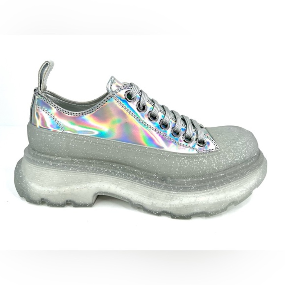 Alexander McQueen Tread Slick Iridescent Sparkle Translucent Sneaker Boots EU 35